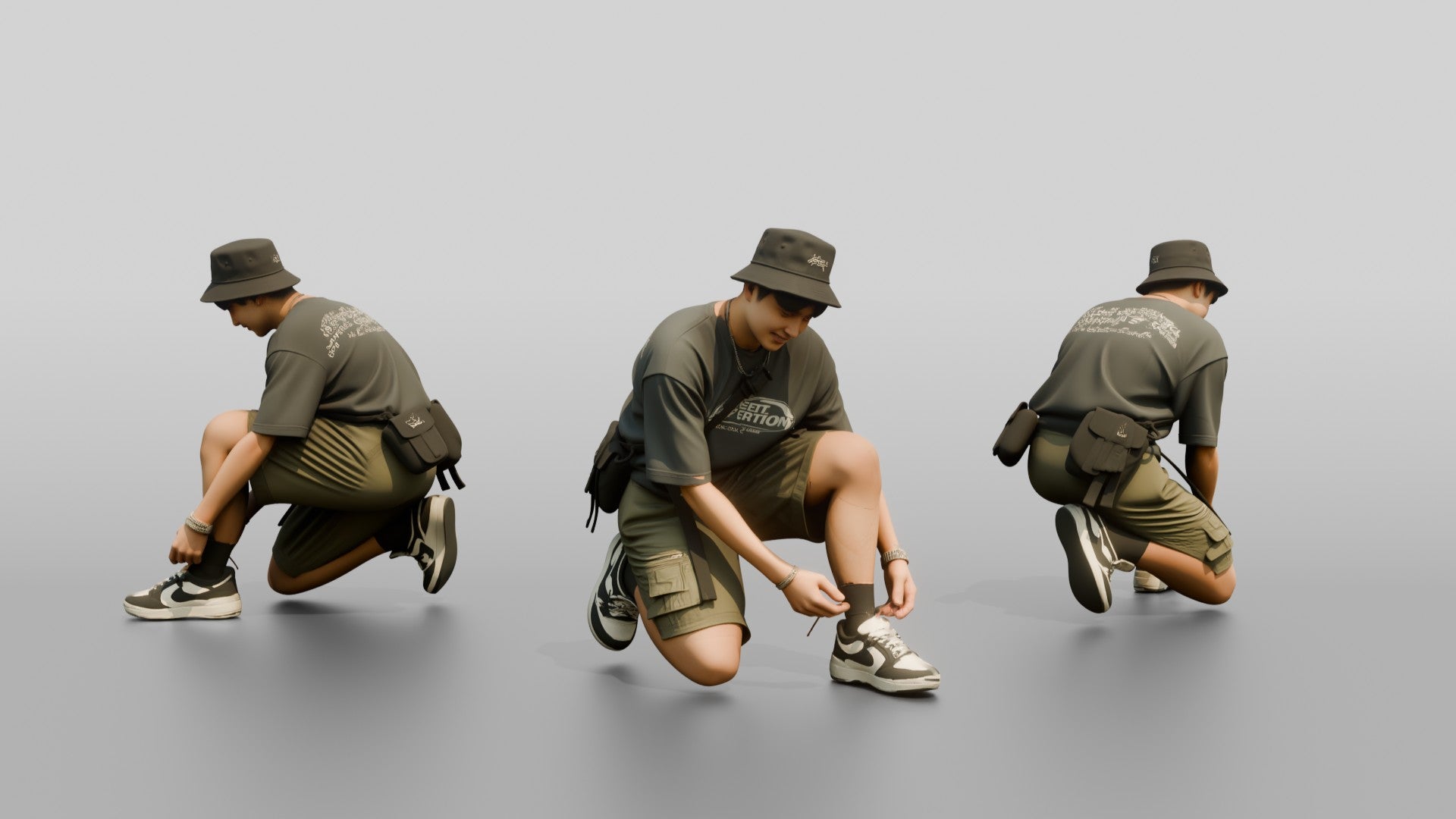Streetwear Man Tying His Shoelace
