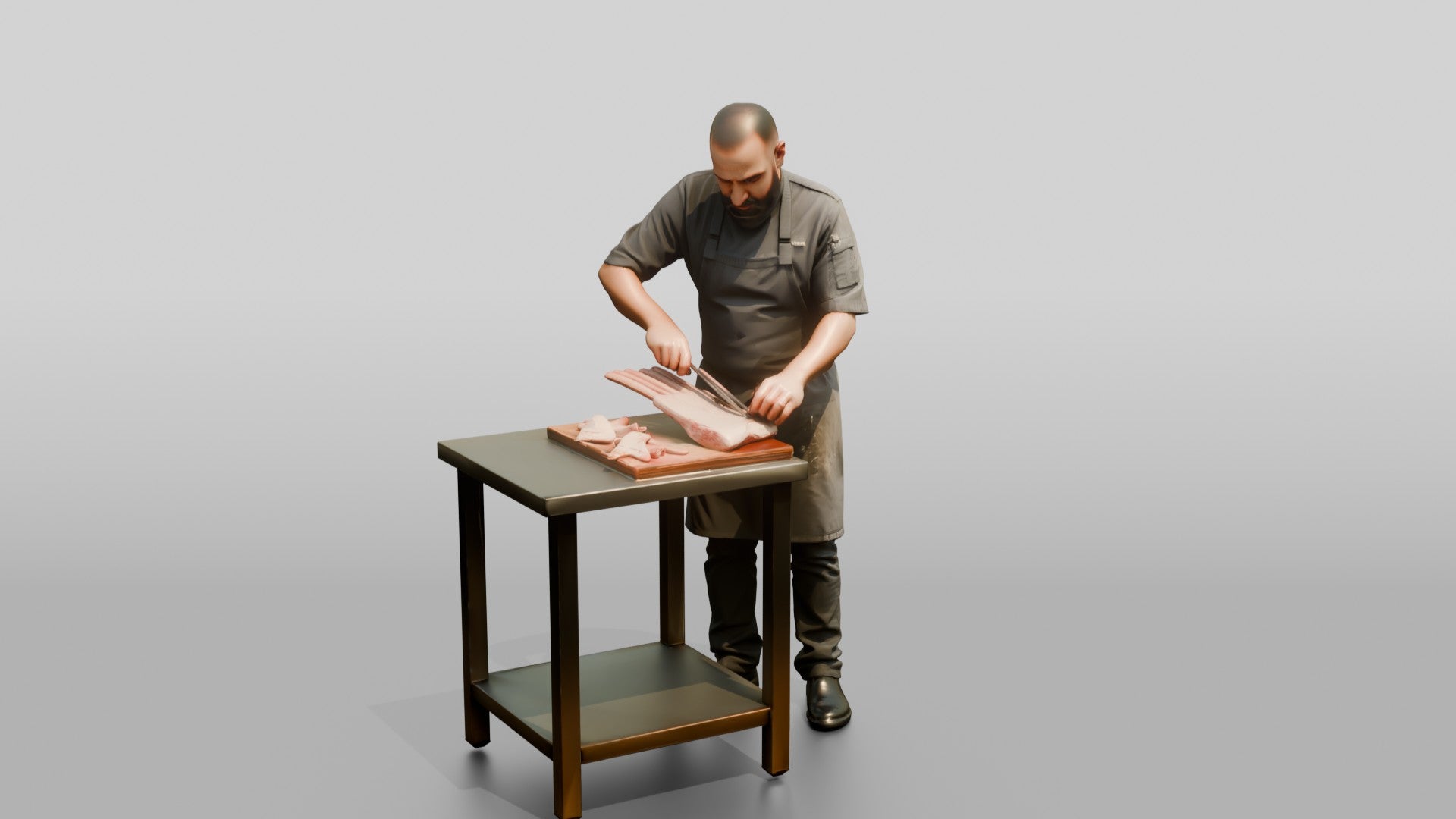 Chef Trimming Rack of Lamb