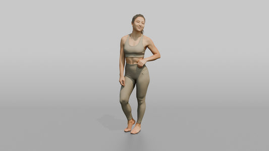 Fitness Influencer Woman Standing Three-quarter Angle, Chin Slightly Up - 3D character model