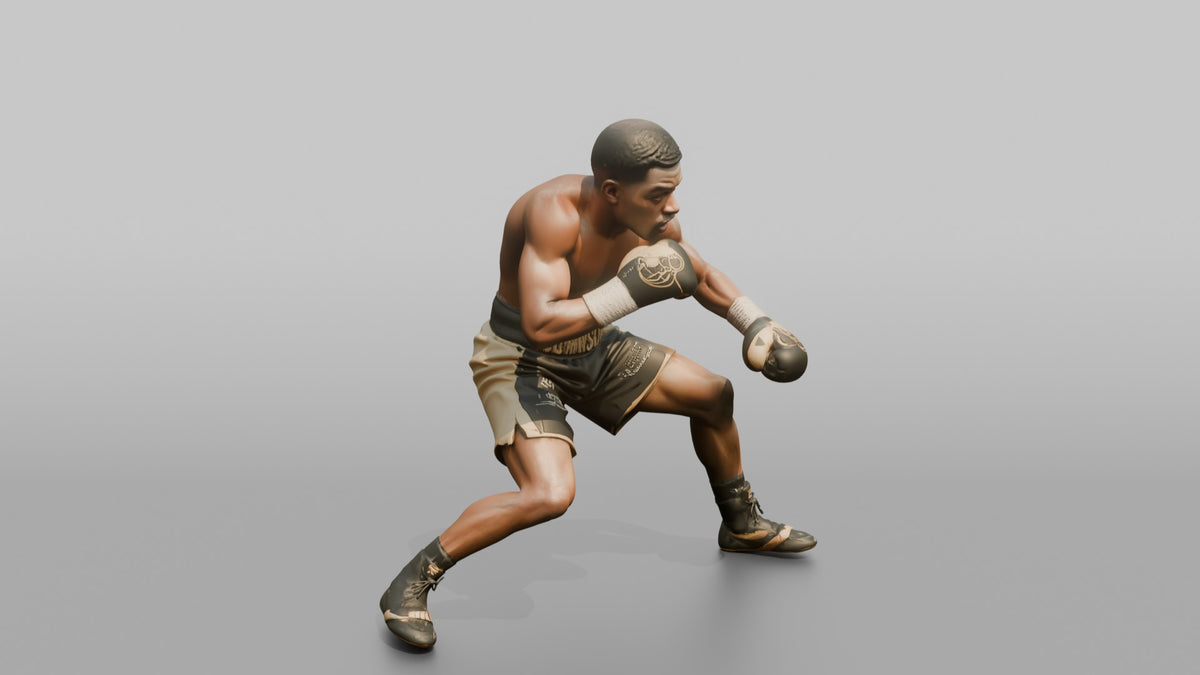 Boxer Ducking Under a Punch with Rapid Head Movement - 3D character model, view 1