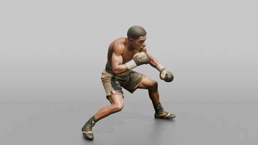Boxer Ducking Under a Punch with Rapid Head Movement - 3D character model, view 1