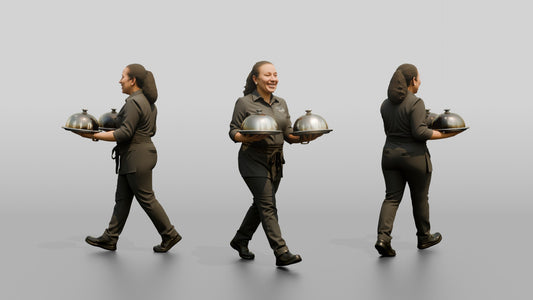 Food Runner Carrying Covered Plates