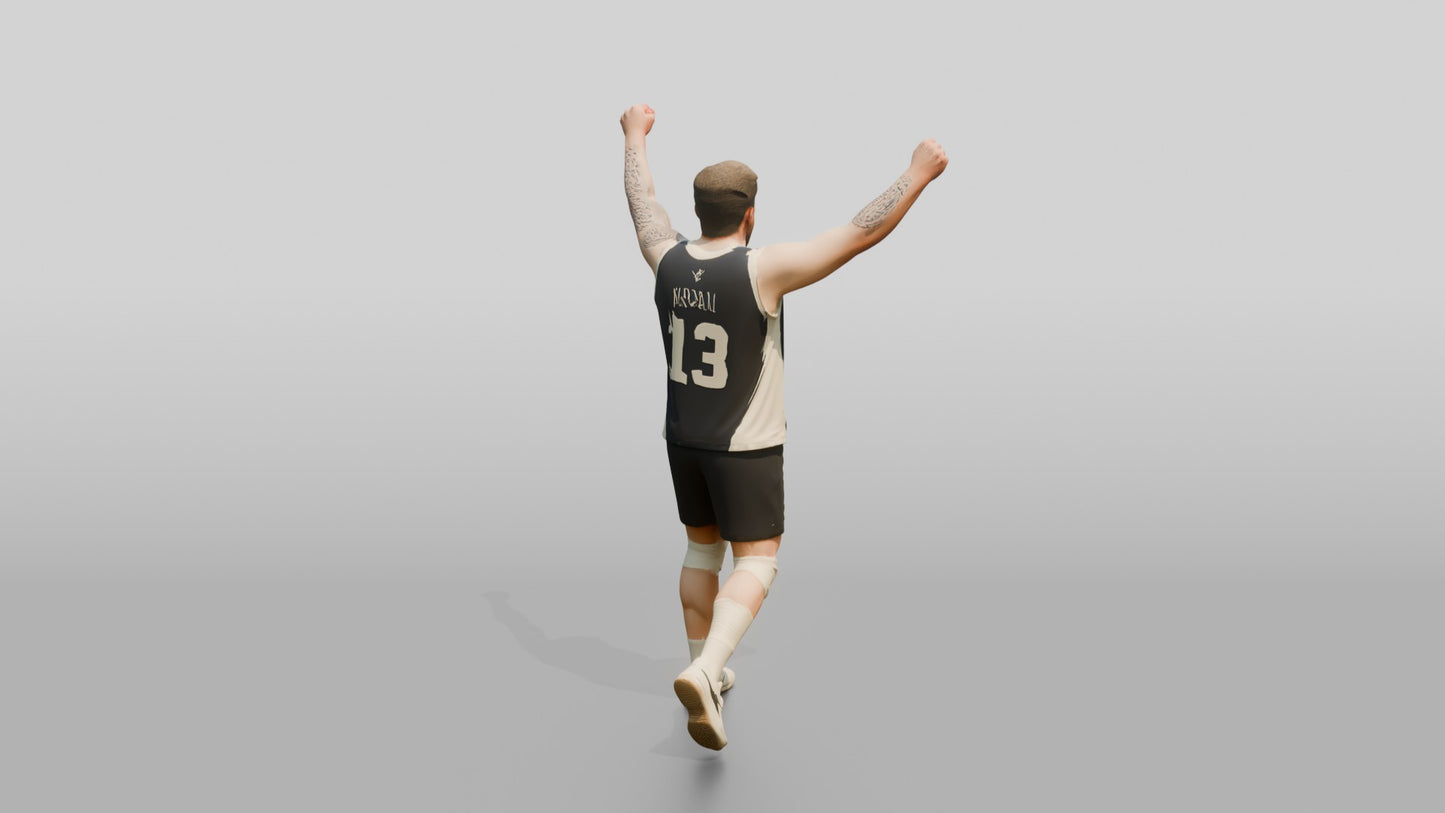 Caucasian Male Volleyball Player in Navy Blue Jersey