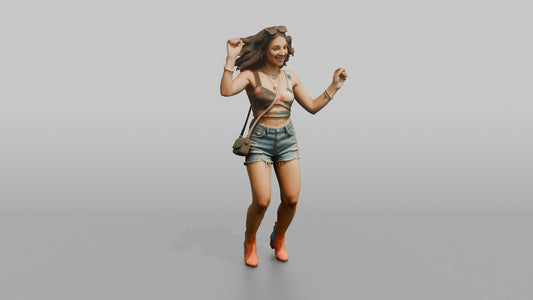 Patron Woman Dancing With Sunglasses Pushed Up, Colorful Outfit - 3D character model