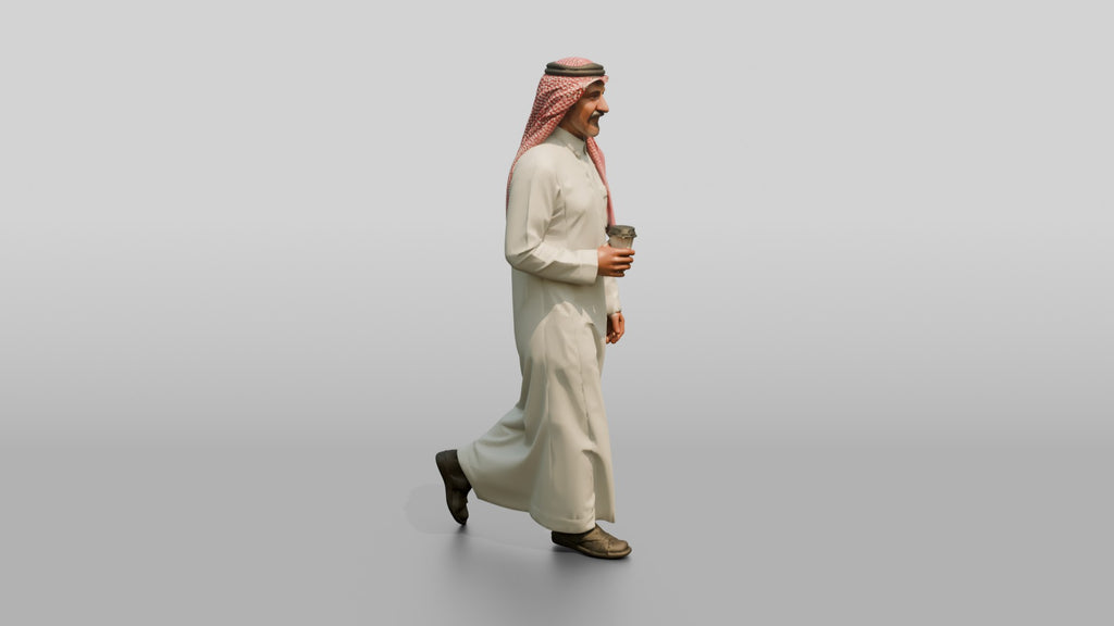 Middle-Aged Saudi Man in Thobe and Checked Ghutra