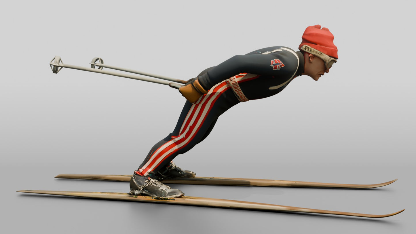 Elderly Norwegian Man Ski Jumping