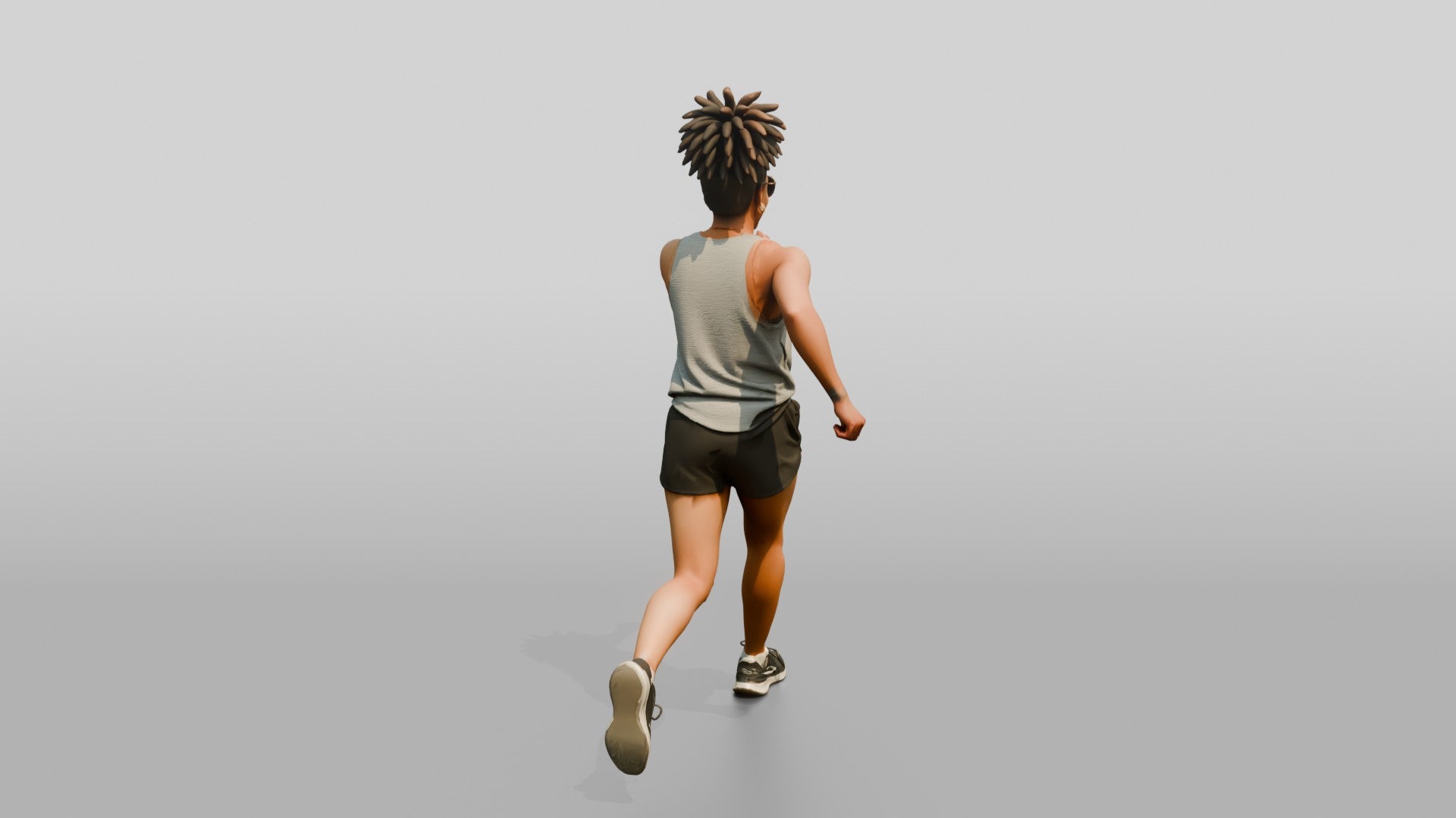 African-American Woman Striding Powerfully on the Beach