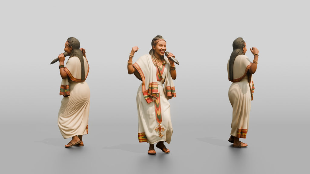 Traditional Singer Performing Shoulder-Shimmy Dance