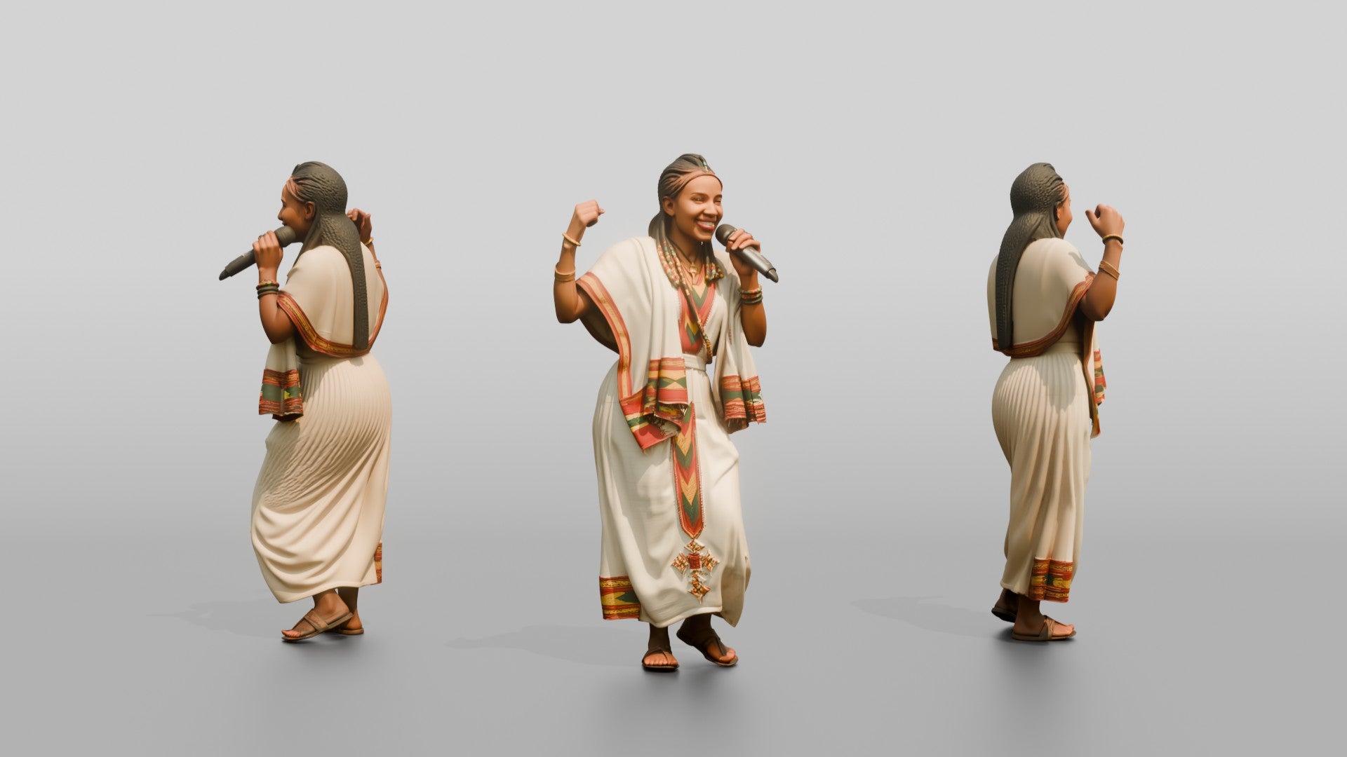 Traditional Singer Performing Shoulder-Shimmy Dance