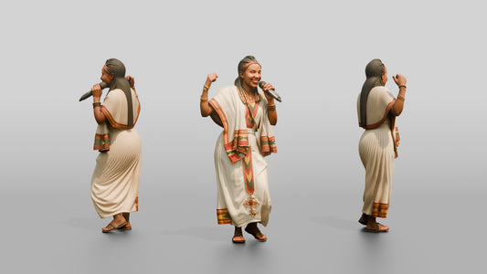 Traditional Singer Performing Shoulder-Shimmy Dance