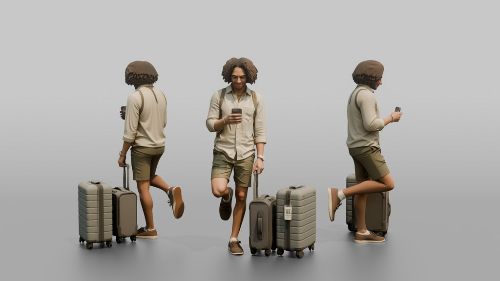 Traveler Leaning Against A Pillar