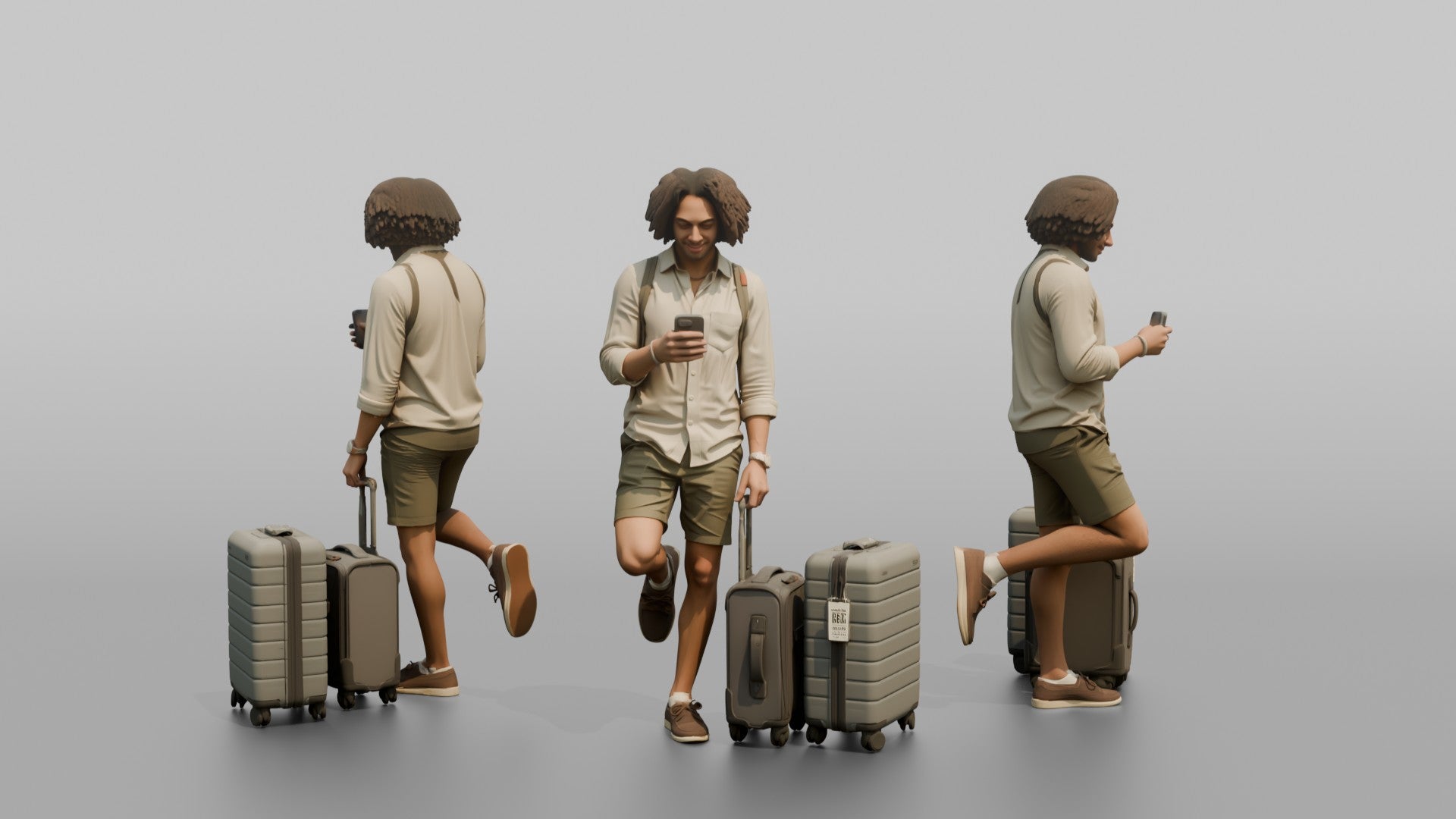 Traveler Leaning Against A Pillar