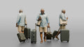 Traveler Wheeling A Suitcase And Texting