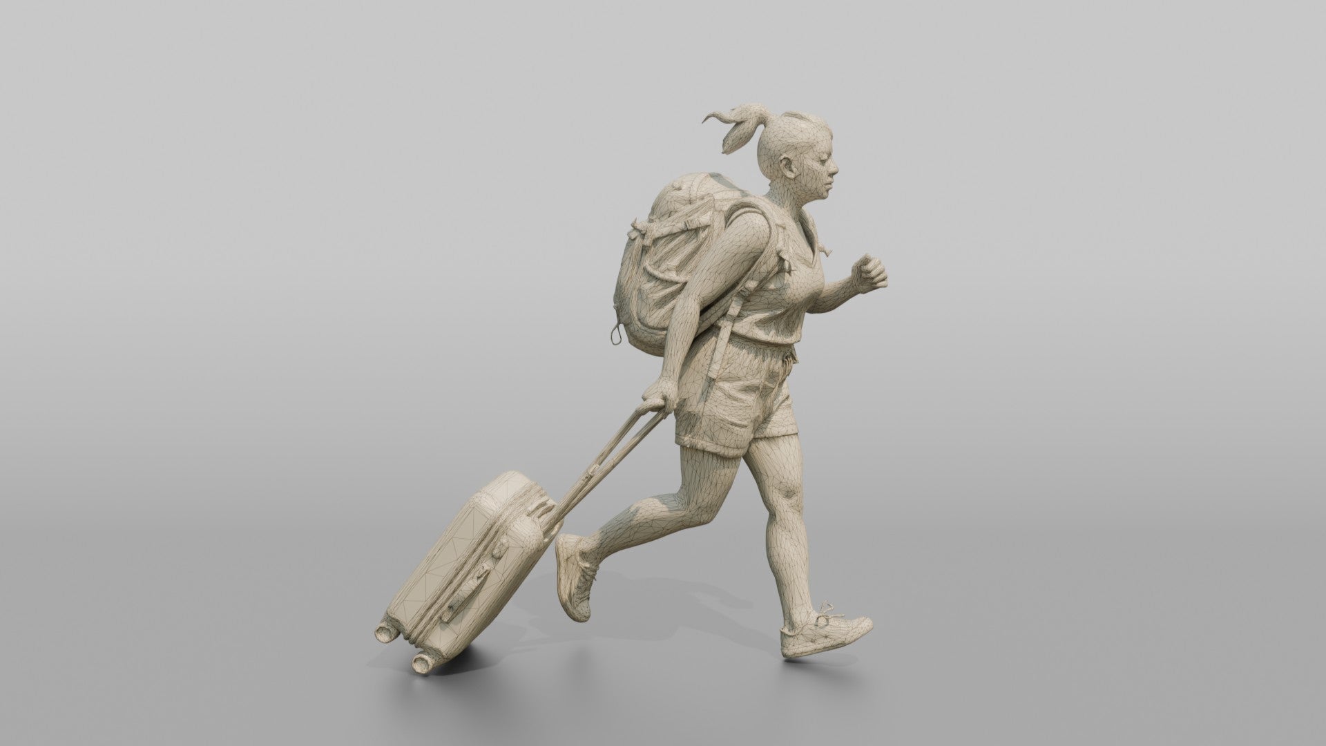 Traveler Jogging Late For A Flight
