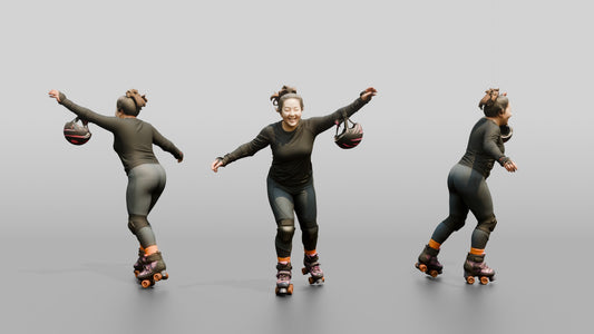 Chinese Woman Rollerskating - 3D character model