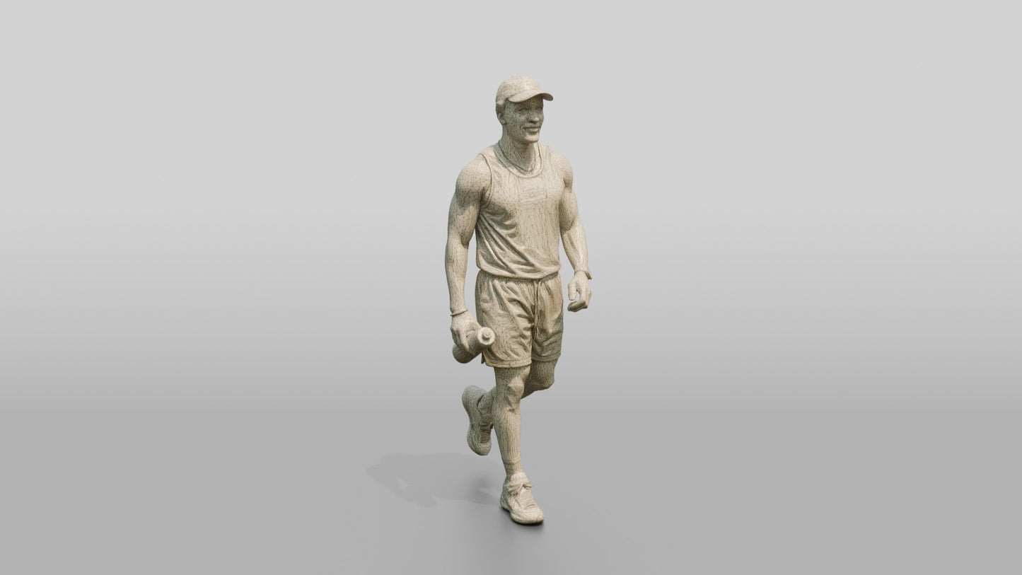 Multicultural Man Walking Dynamically in Athletic Tank Top