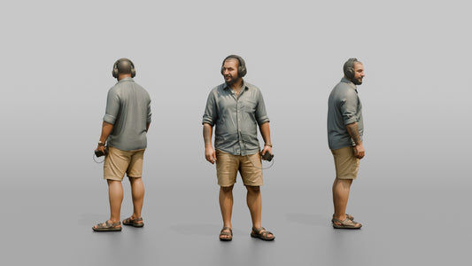 Vacationer Wearing Breezy Button Up Shirt And Khaki - 3D character model