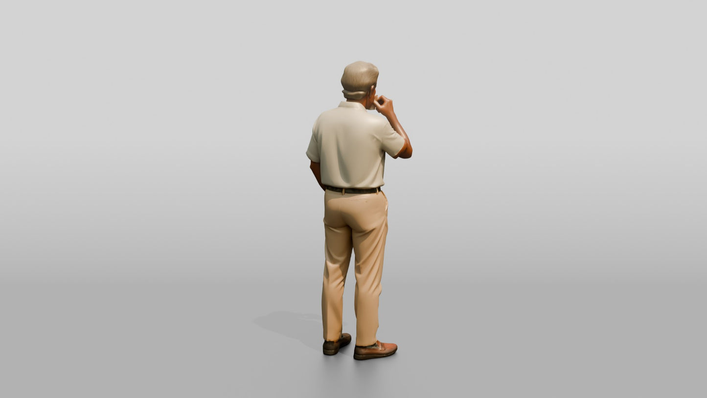 Elderly Slender Spanish Man Sipping Espresso
