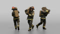 Firefighter Man Hoisting a Heavy Folded Hose Pack Onto His Shoulder