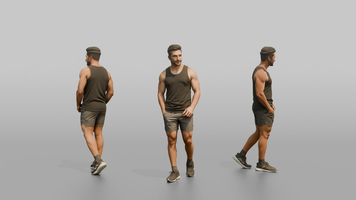 Fitness Influencer Man Standing Casually With A Slight Forward Lean - 3D character model, view 1