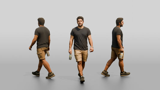 Stocky Spanish Young Man Carrying a Water Bottle