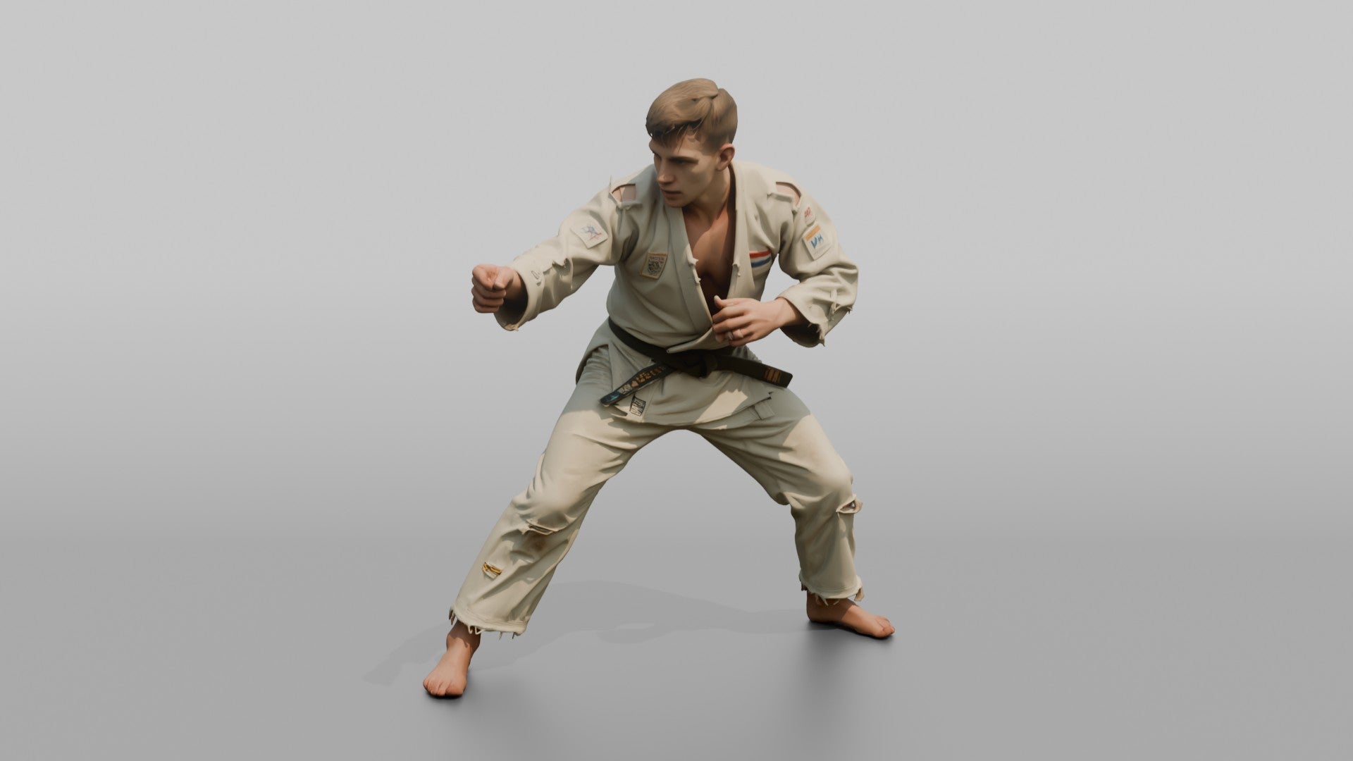 Judo Practitioner Tense Clinch Control Stance