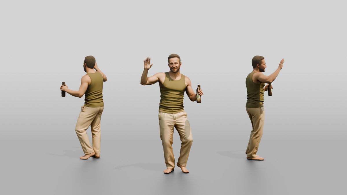 Man Waving with a Beer - 3D character model