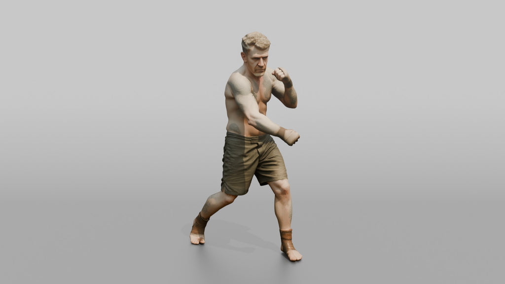 Bare-Knuckle Fighter Winding Up a Right Cross