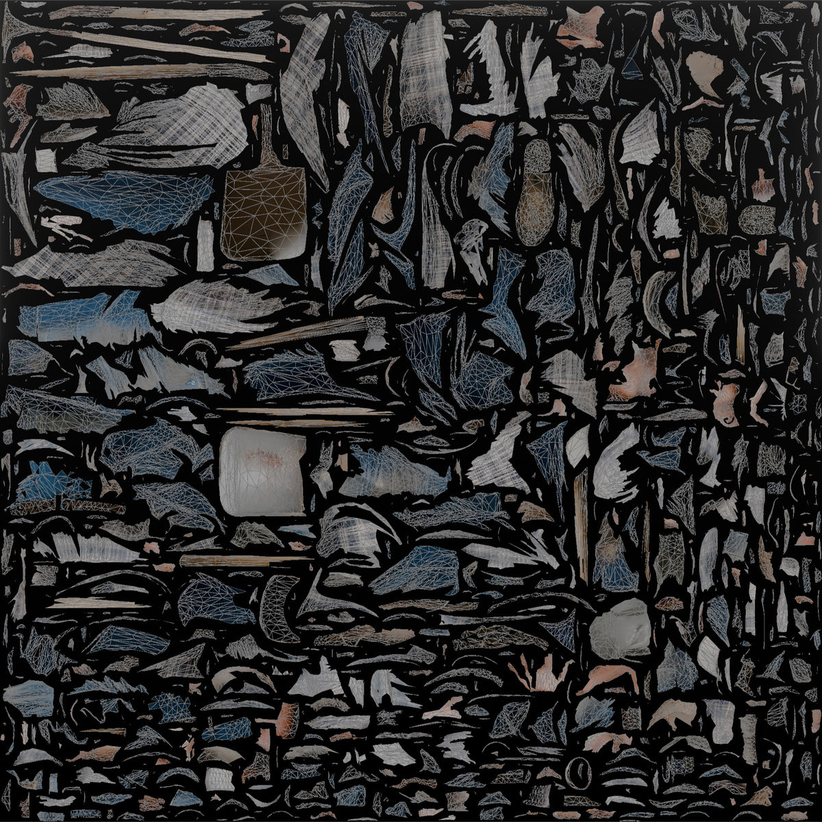Farmer Leaning On Long Wooden Shovel - UV layout, base color map