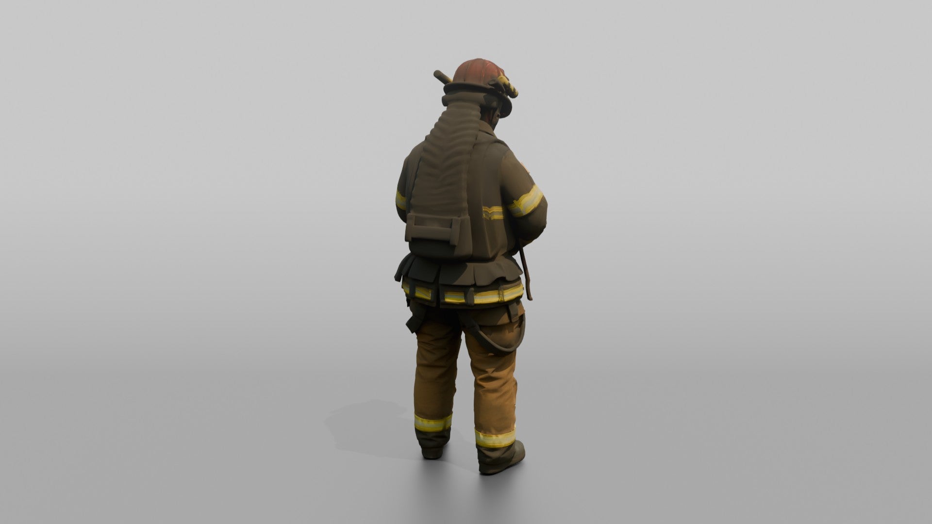 Firefighter Woman Fastening Her Heavy Turnout Jacket Buckles