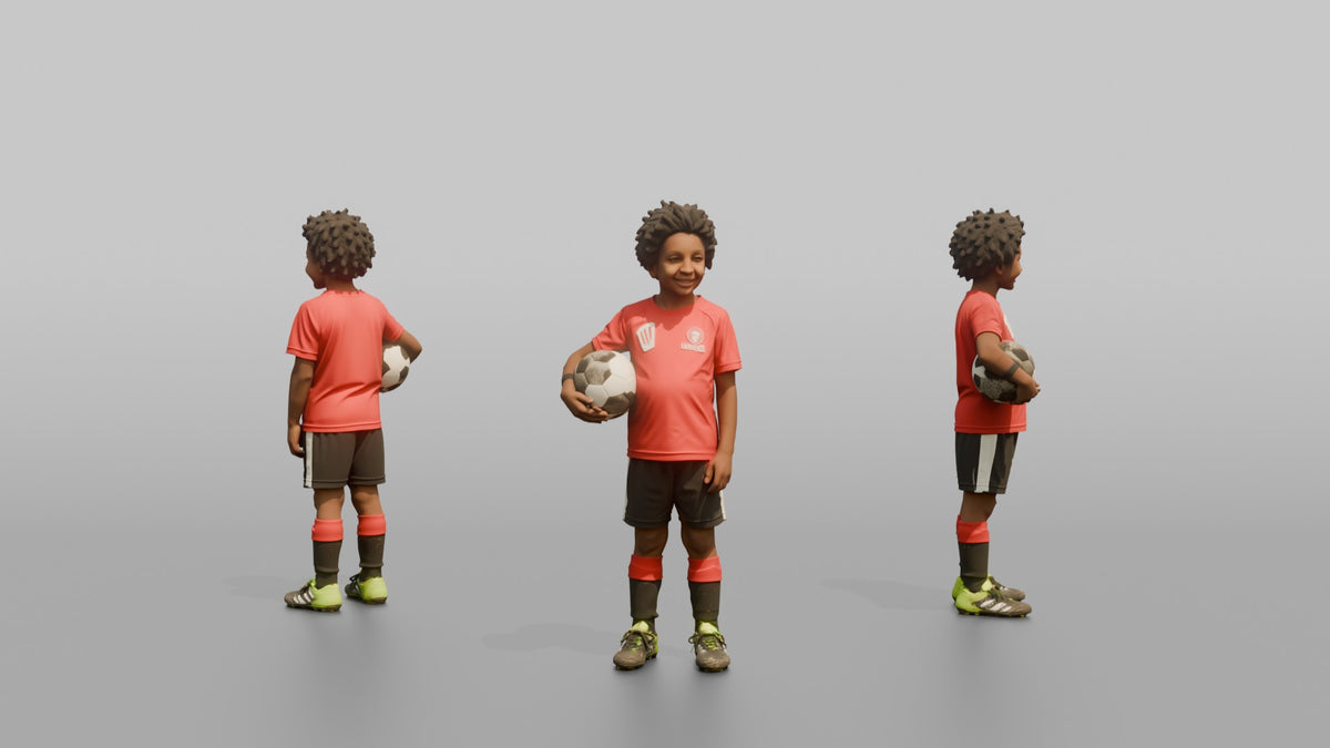 Son Holding A Soccer Ball Under One Arm - 3D character model, view 1