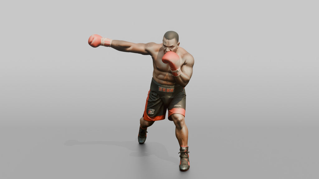 Boxer Lunging Jab While Stepping Forward