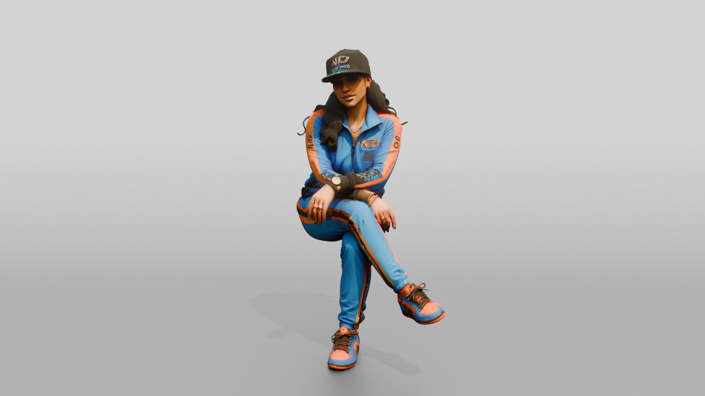 Latina Woman in Streetwear Tracksuit