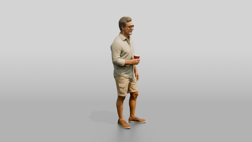 Older Hippie in Sunglasses with a Drink