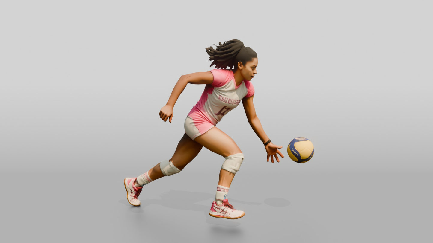 Latina Female Volleyball Player in White and Pink Uniform