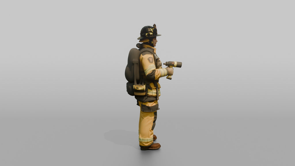 Firefighter Woman Clutching a High-intensity Right-angle Flashlight