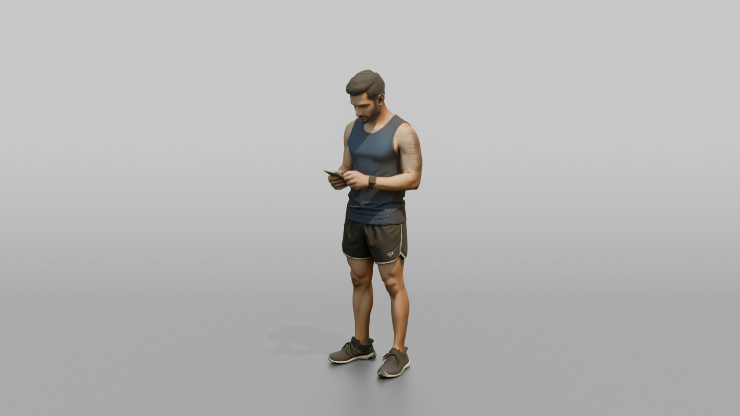 Vacationer Wearing Fitted Sleeveless Top And Shorts