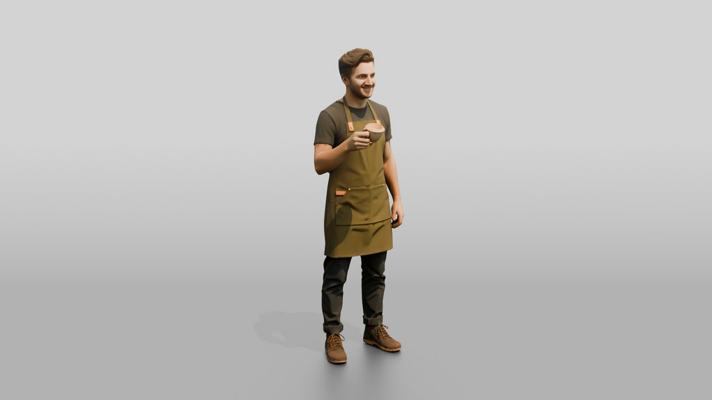 Young Man Barista Creating Latte Art
