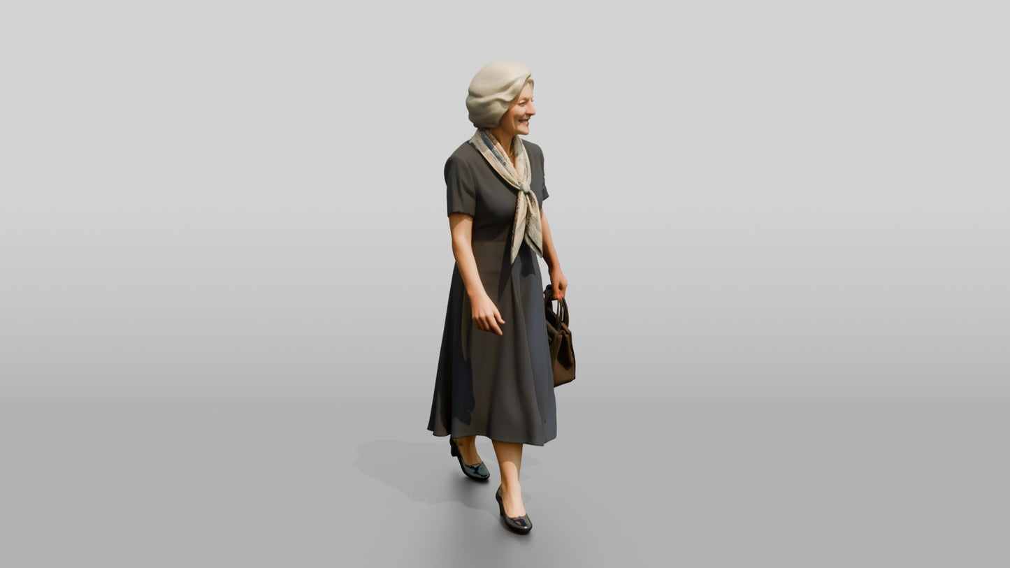 Elderly Curvy Italian Woman Holding an Elegant Handbag