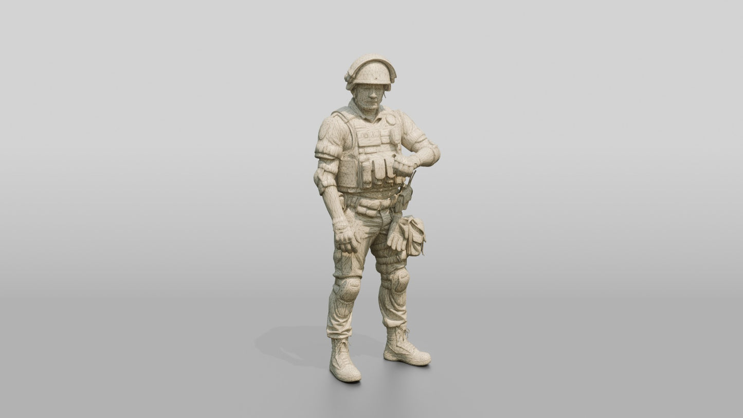 Riot Police Officer Standing in Tactical Gear