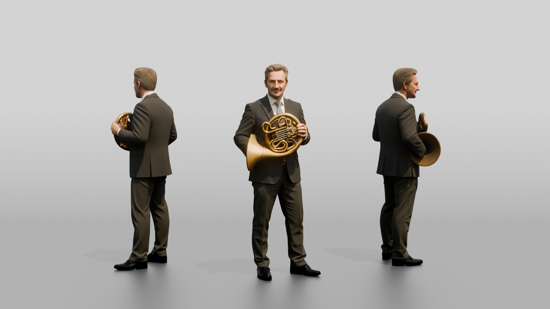 French Horn Player with Hand in Bell