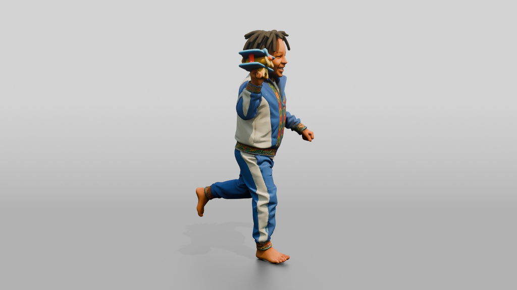 African Boy Running with a Toy Airplane