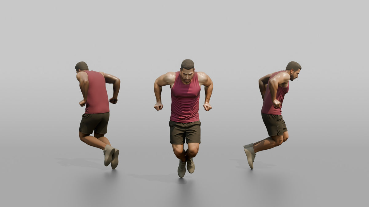 Bodyweight Athlete Man Mid-rep Of A Tricep Dip - 3D character model, view 1