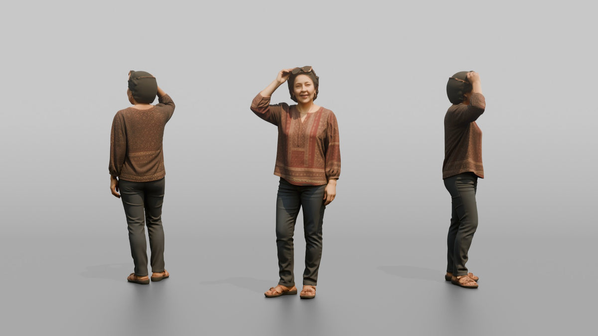 Mother Adjusting Sunglasses On Top Of Her Head - 3D character model, view 1