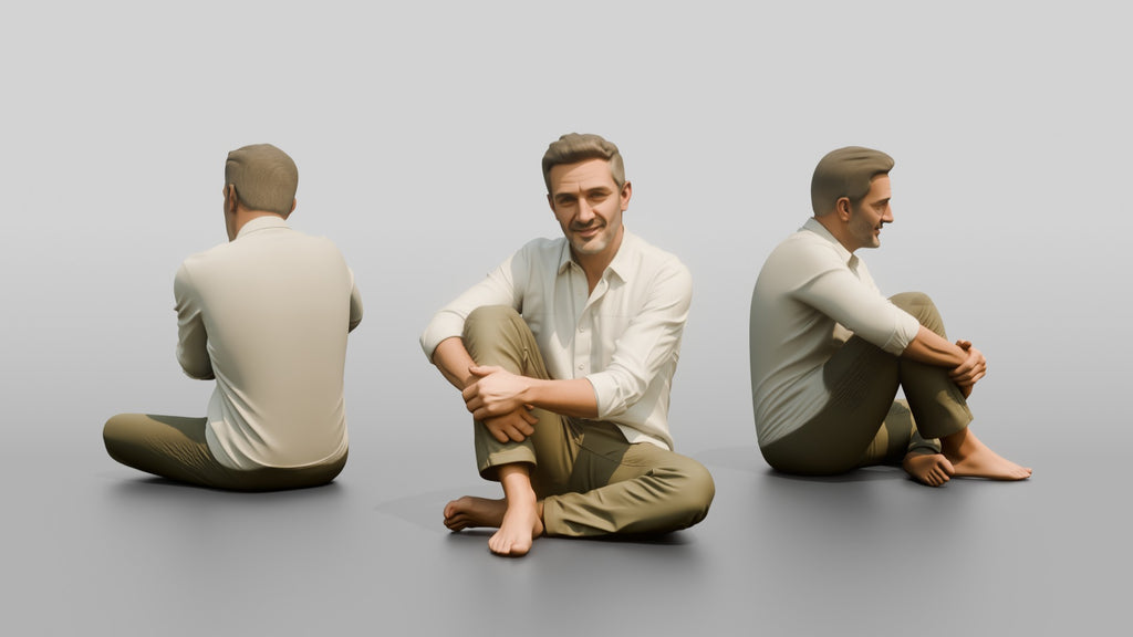 Man Seated Resting on His Knee