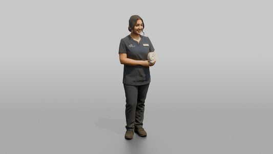Esthetician Woman Holding A Rolled Hand Towel - 3D character model
