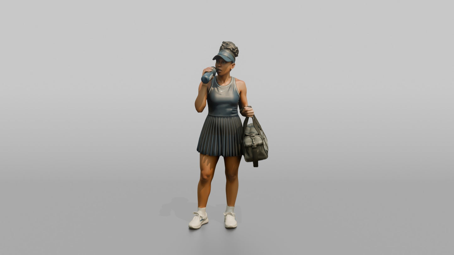 Vacationer Wearing Athletic Tennis Dress And Visor