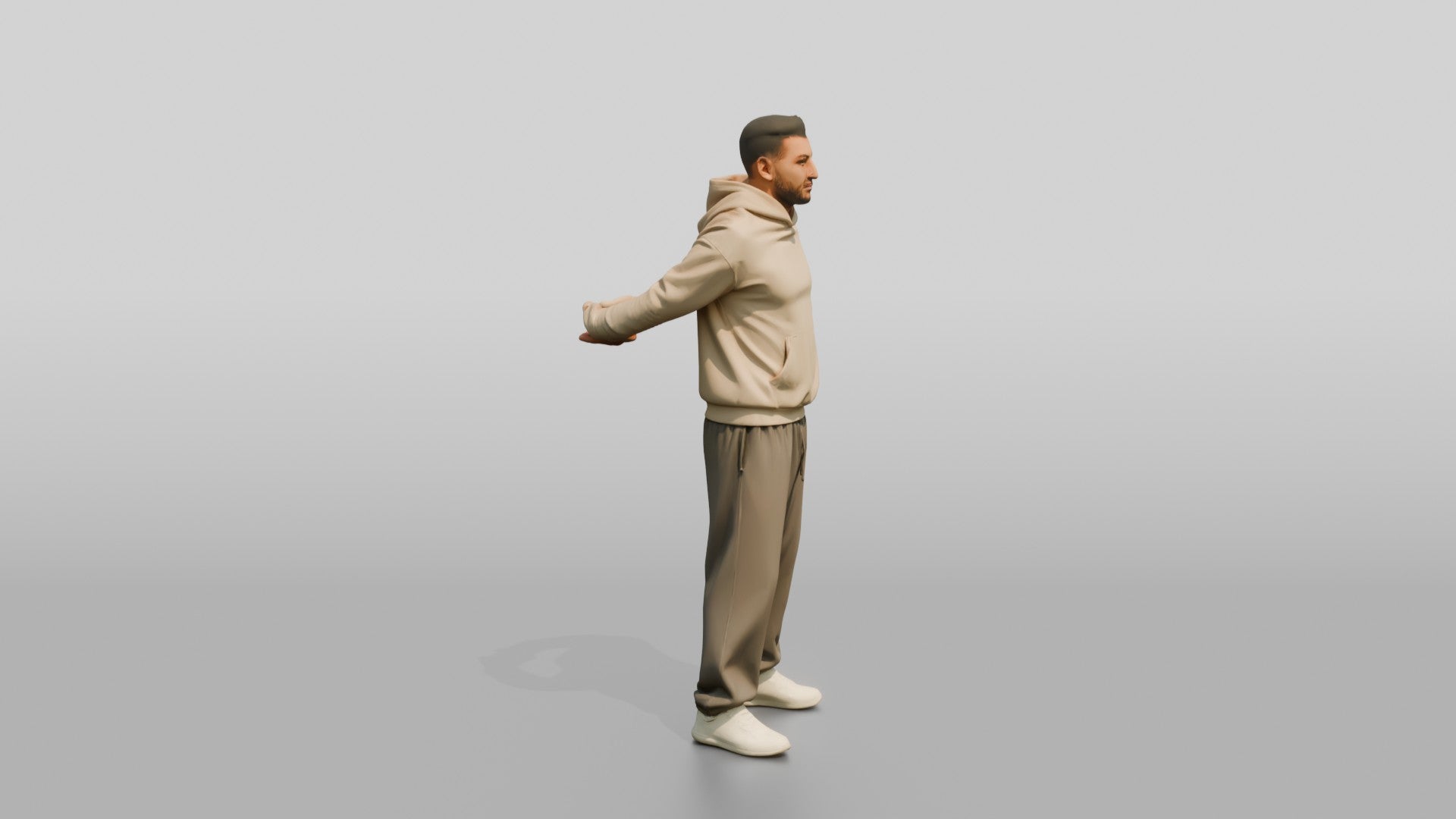 Man Stretching Chest with Shaker