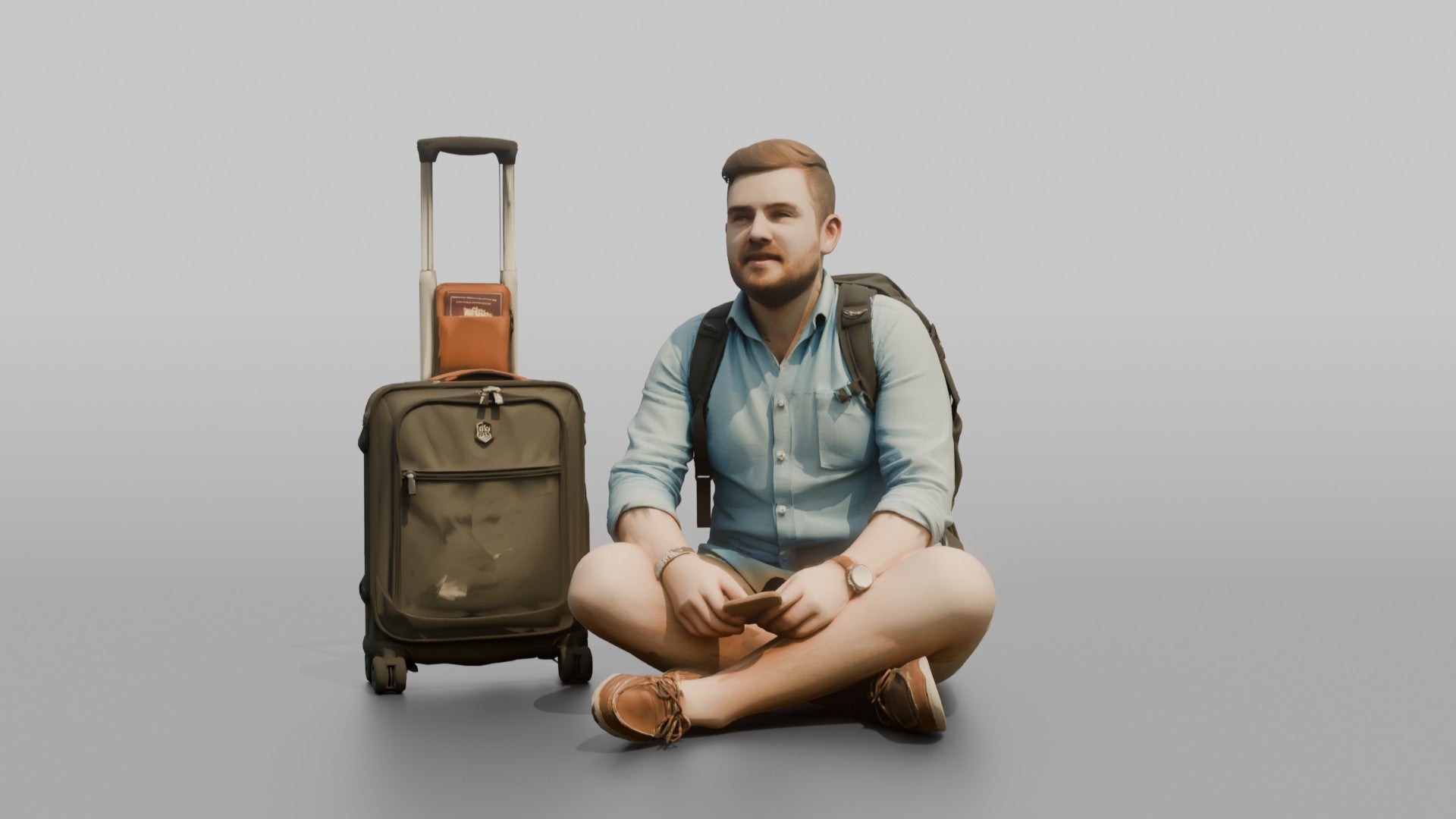Traveler Sitting And Waiting At The Gate