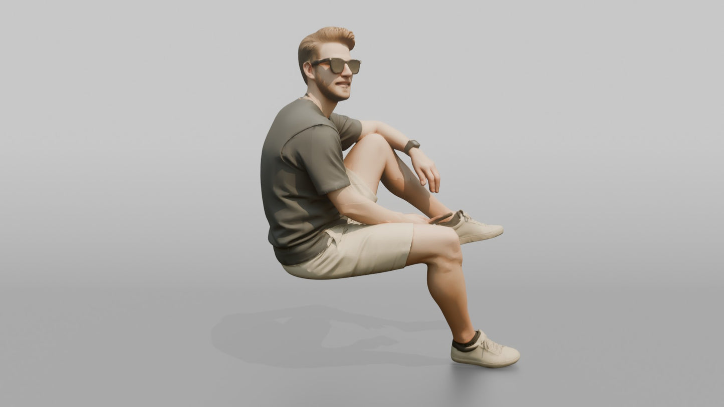 Dutch Man Sitting Relaxed in a Box-Cut T-Shirt
